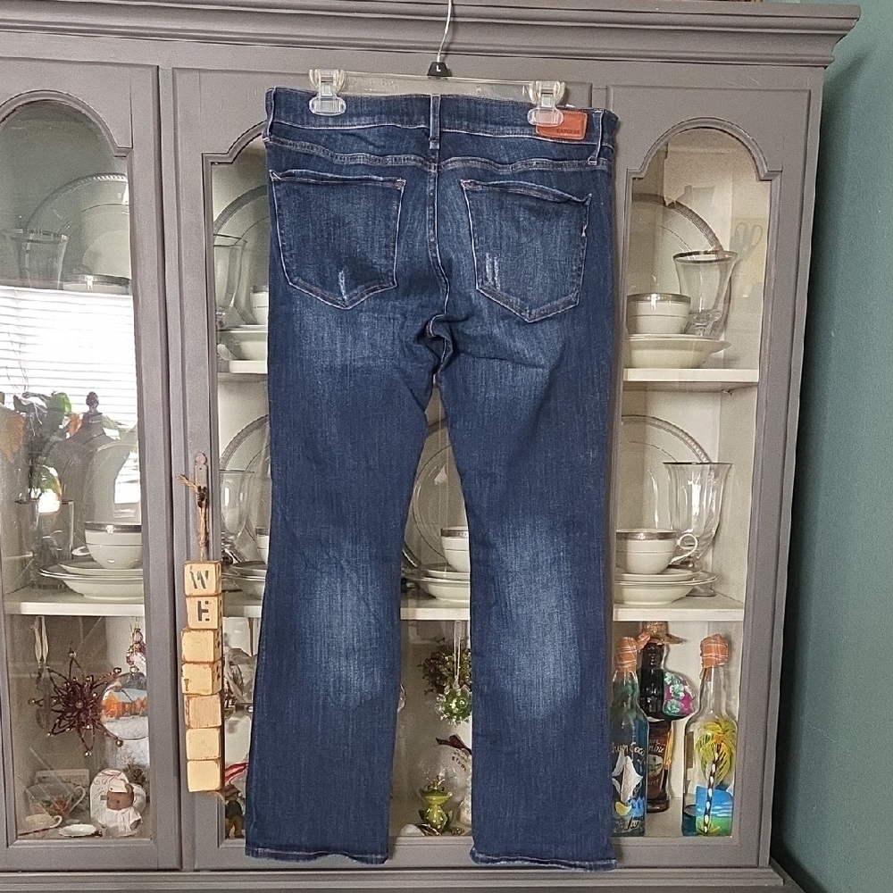 Womens Express Barely Boot Mid Rise Strtch Size 10S Blue Jeans - Picture 2 of 4